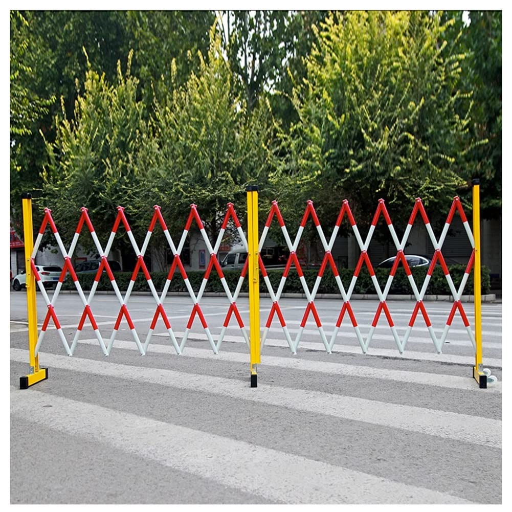 Retractable Metal Traffic Barrier - Portable Folding Gate for Driveways & Safety, Expandable Fence Barrier 1x6m (Red & White) - Ideal for Crowd Control & Events