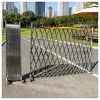Adjustable Stainless Steel Expandable Gate with Wheels, Retractable Traffic Barrier for Driveway, Flexible Crowd Control Solution, Safe and Durable Barrier System