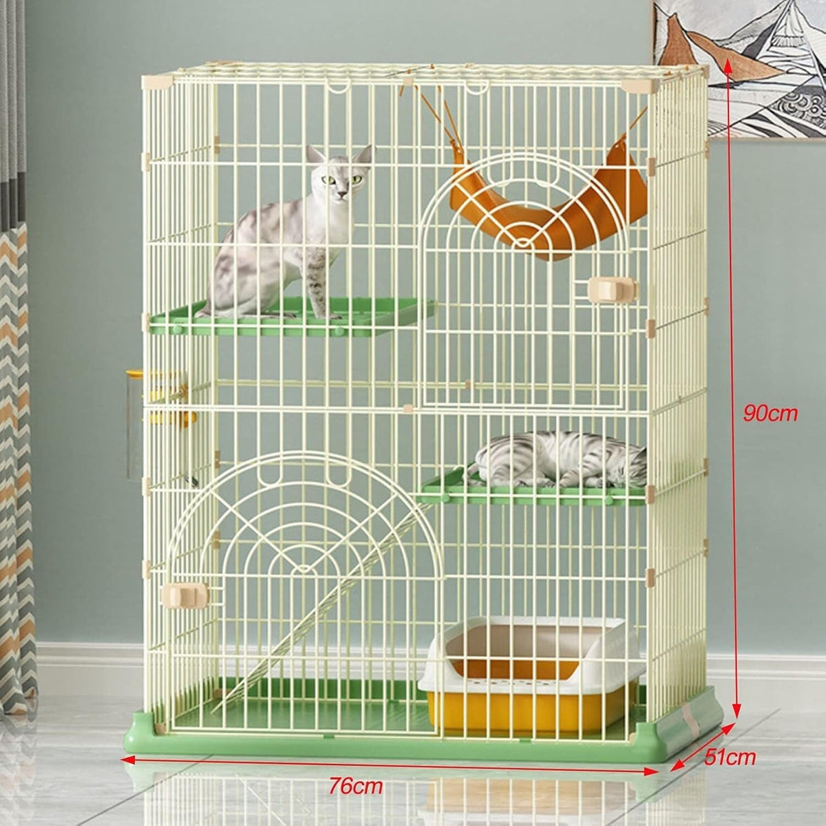 Outdoor Pet Cage Playpen Extra Large Free Space Pet Cabin Indoor Pet House Pet Supplies,Green-76 * 51 * 90cm