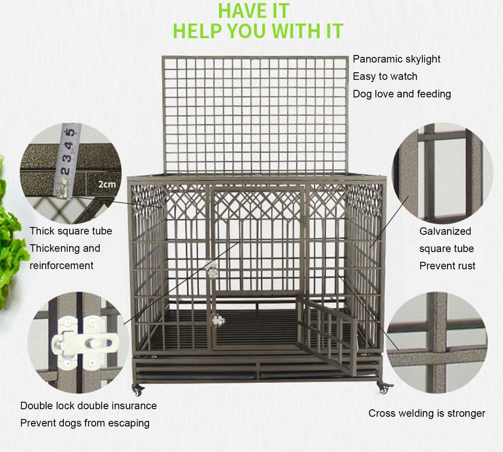 VIDECOR Heavy-Duty Dog Crate, Dog Cage, for Medium and Large Dogs, Small Door with Skylight, Easy Cleaning, Pet Cage,125 * 93 * 115cm