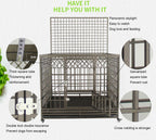 VIDECOR Heavy-Duty Dog Crate, Dog Cage, for Medium and Large Dogs, Small Door with Skylight, Easy Cleaning, Pet Cage,125 * 93 * 115cm