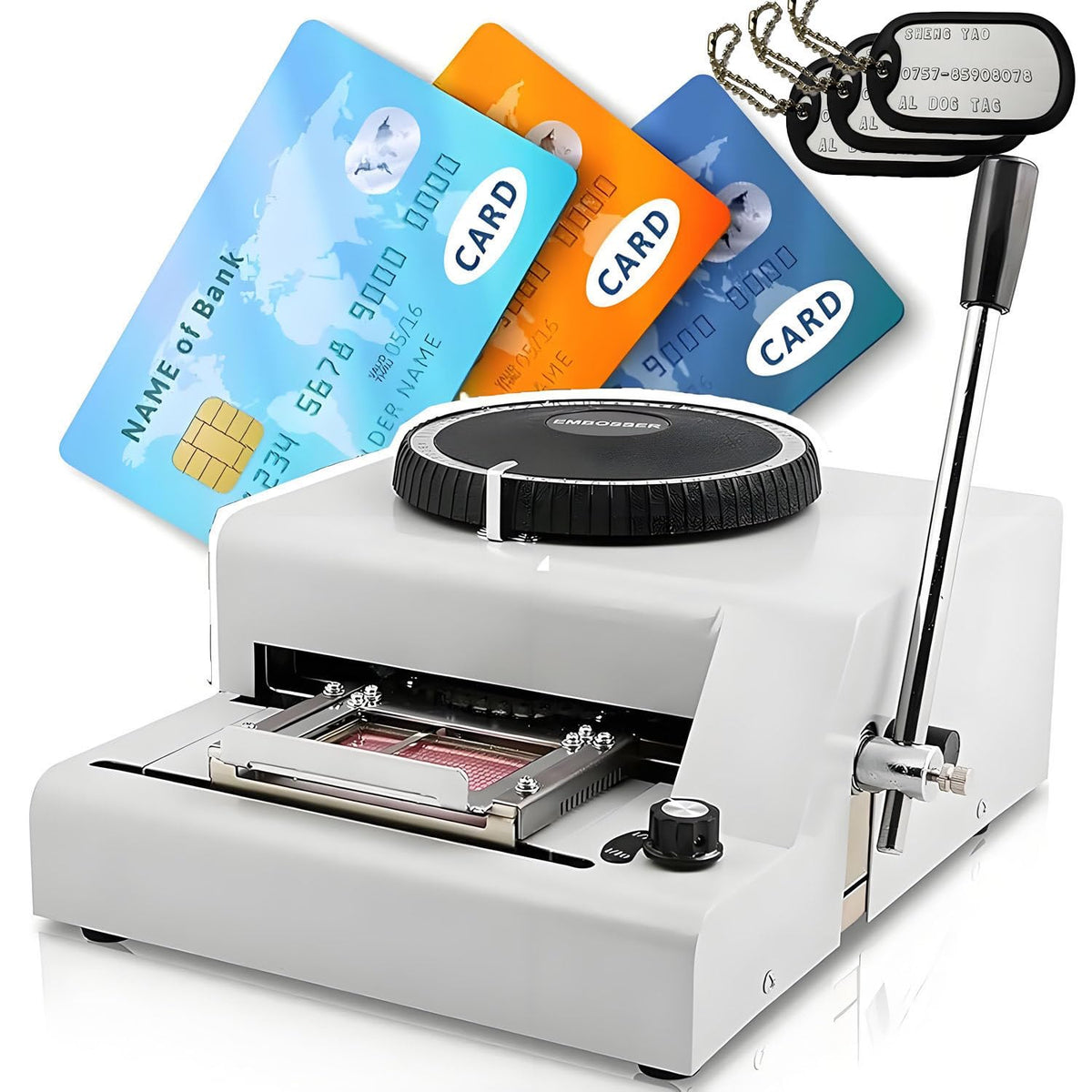 Manual Dog Tag Embosser Machine - Emboss 72 Characters - Includes 30 Aluminum Tags & PVC Card - Perfect for Custom Pet ID Tags & Personalization