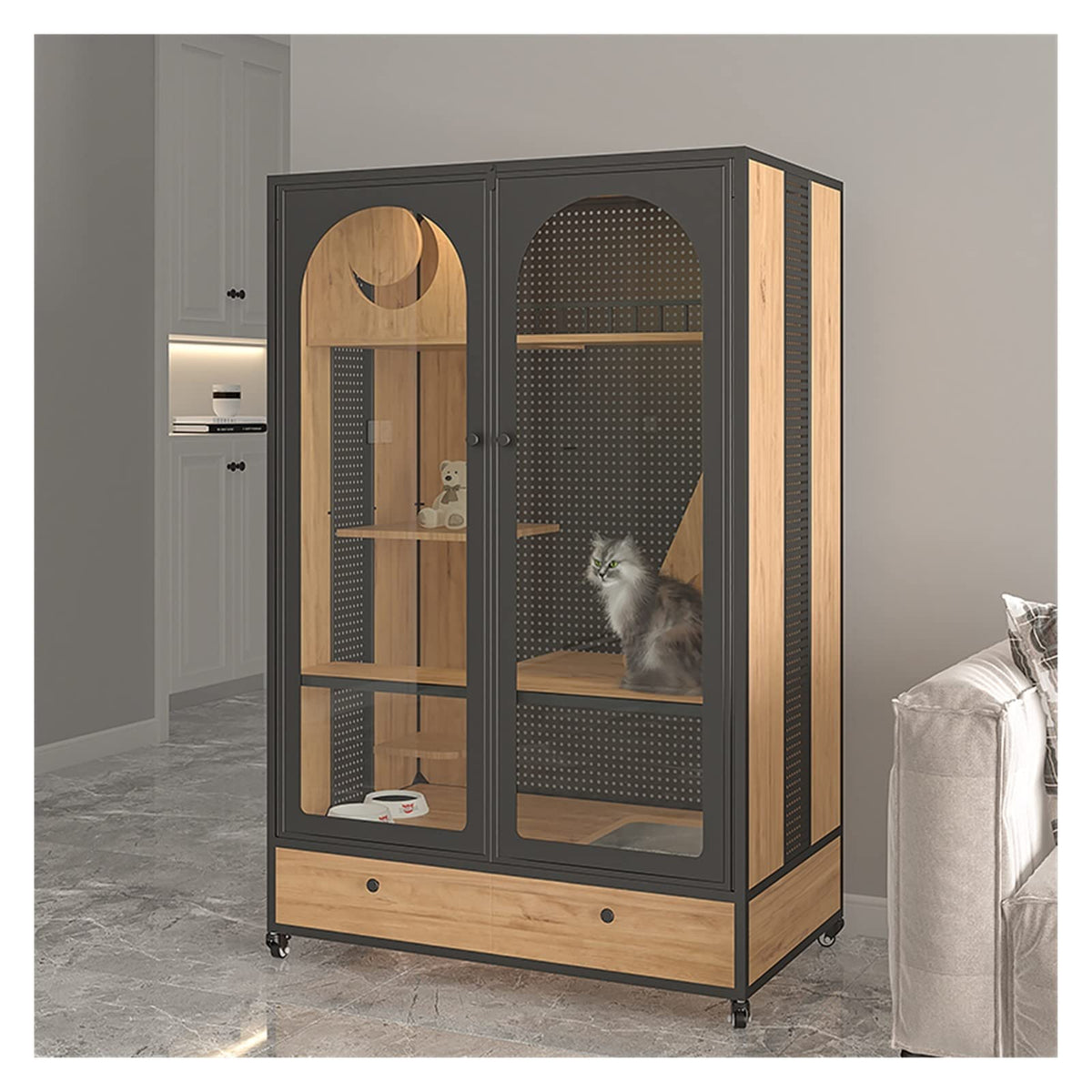 Cat Cage Cat Villa Wood Cage Large House Indoor Cabinet Super Space Pet Pet House
