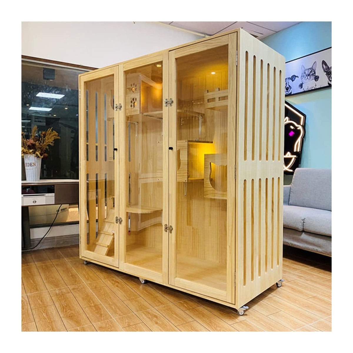 SUNESA Cat House Cat cage Cat Villa Home Indoor Pet Cat Cat Cage Multilayer Design Cat House Breathable Cat Litter House Cat Villa Cabinet