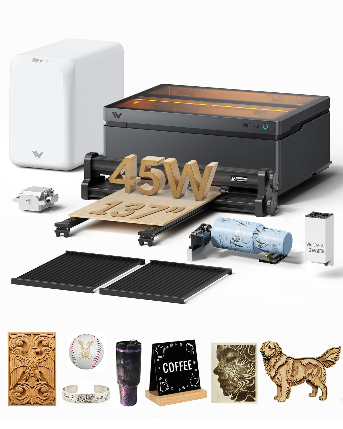 WECREAT Vision Pro 45W Laser Engraver Cutter with 137” Auto Conveyor Feeder