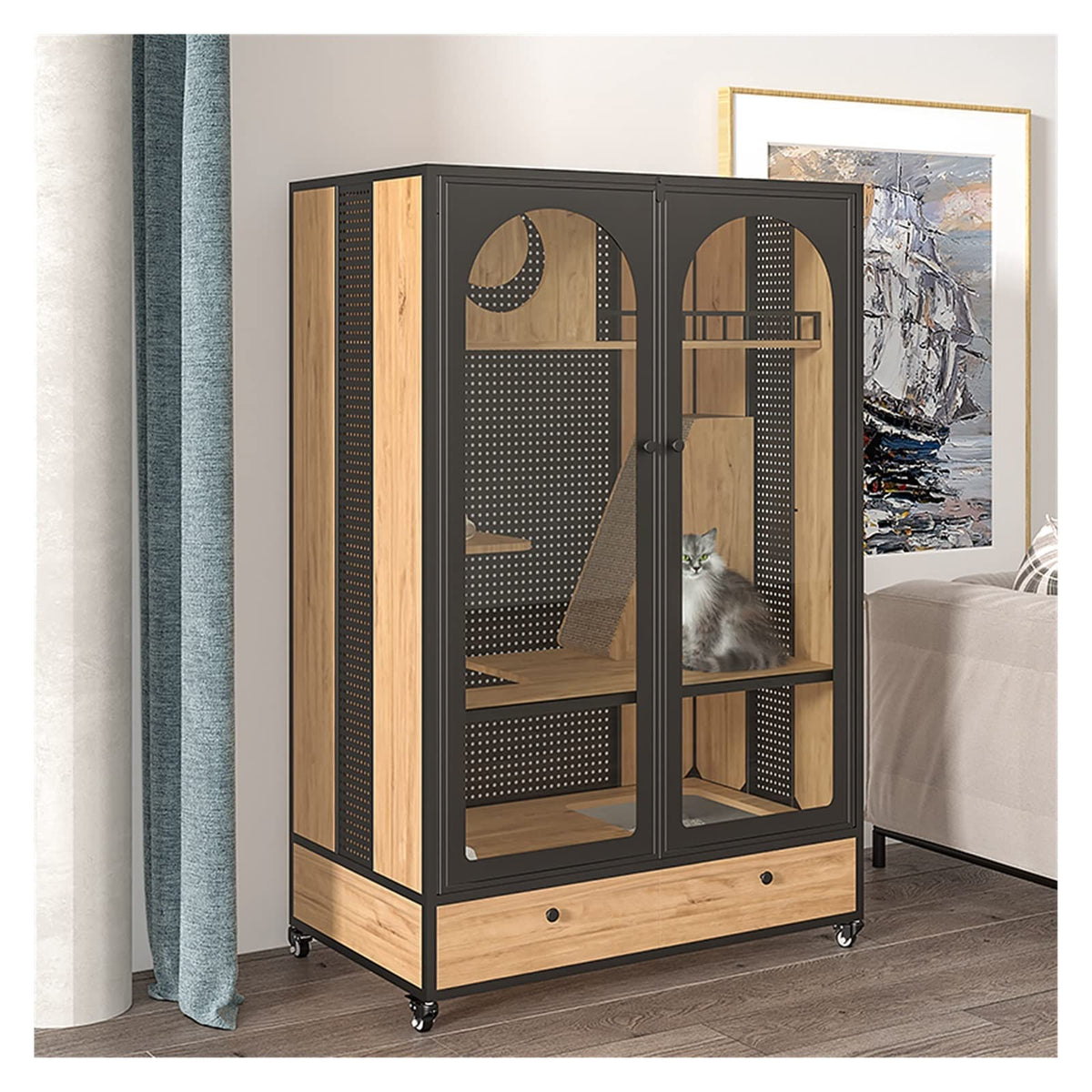 Cat Cage Cat Villa Wood Cage Large House Indoor Cabinet Super Space Pet Pet House