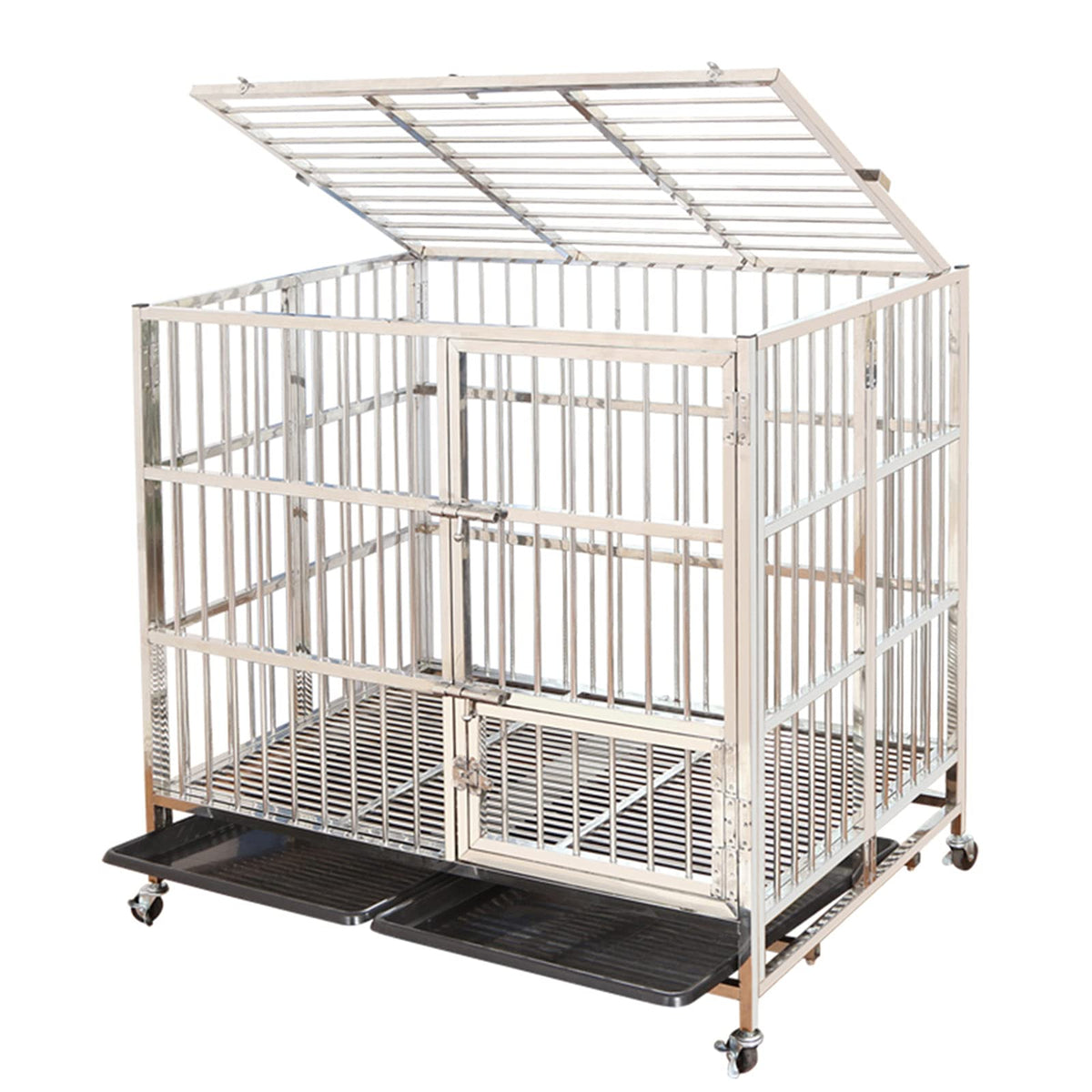 Playpen for Dogs - Dog Pen Indoor Heavy Duty Metal Dog Kennel Pet Cage with Crate Tray and Wheels Foldable Pet Dog Cat Puppy Playpen (95 * 65 * 72cm)