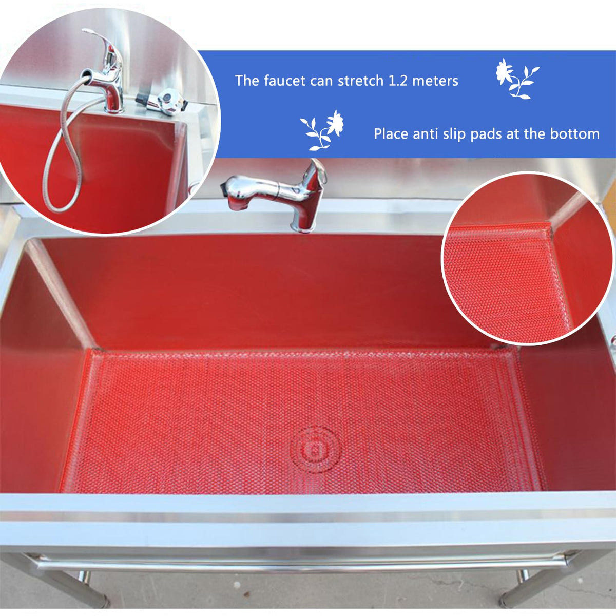 Stainless Steel Dog Grooming Tub,Professional Dog Grooming Tub,Stainless Steel Pet Dog Bath Tub,Pet Bathing Tub,Washing Sink for Home,Dog Wash Sink Station for,40cm/15.7in-120cm/47in