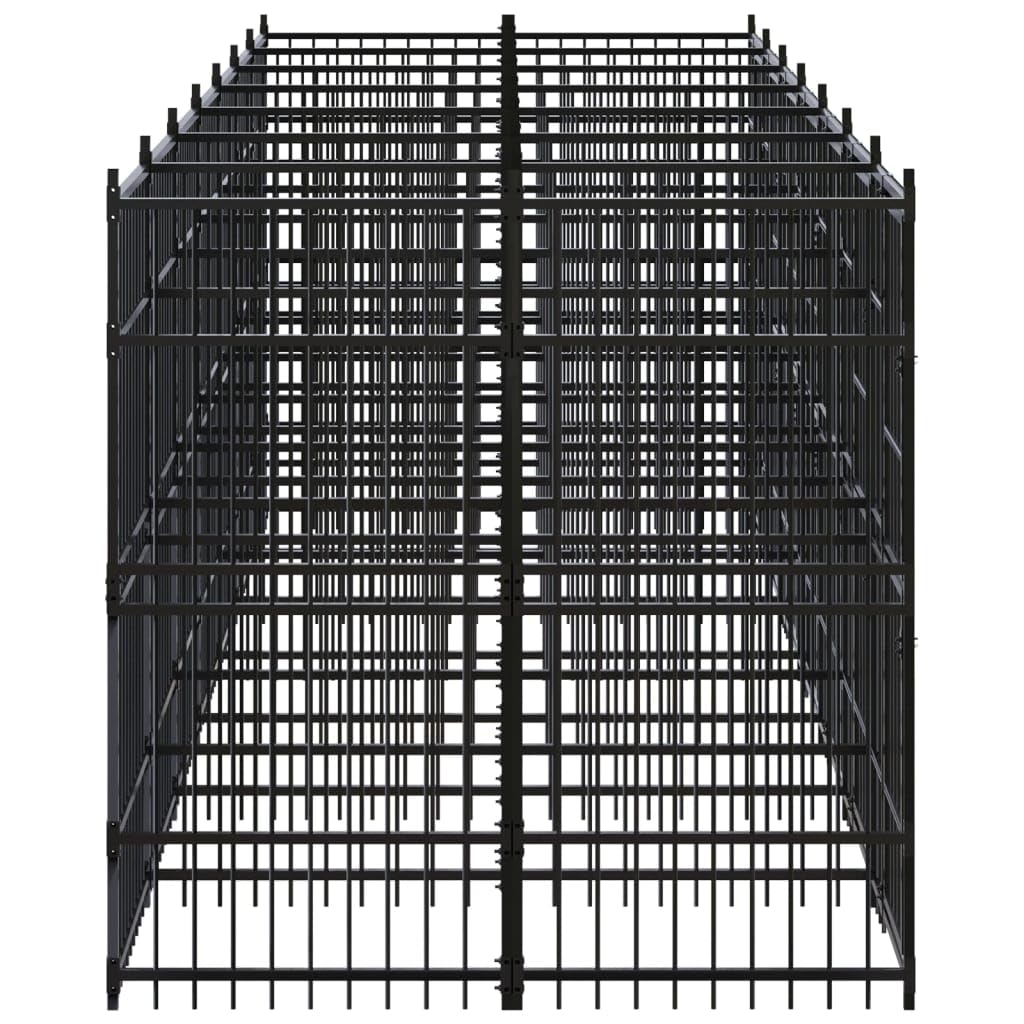 Outdoor Dog Kennel, 75.6"x264.6"x78.7" Black Powder-Coated Steel Large Playpen, Lockable Gate, 12.9 sq ft Run for Backyard Patio