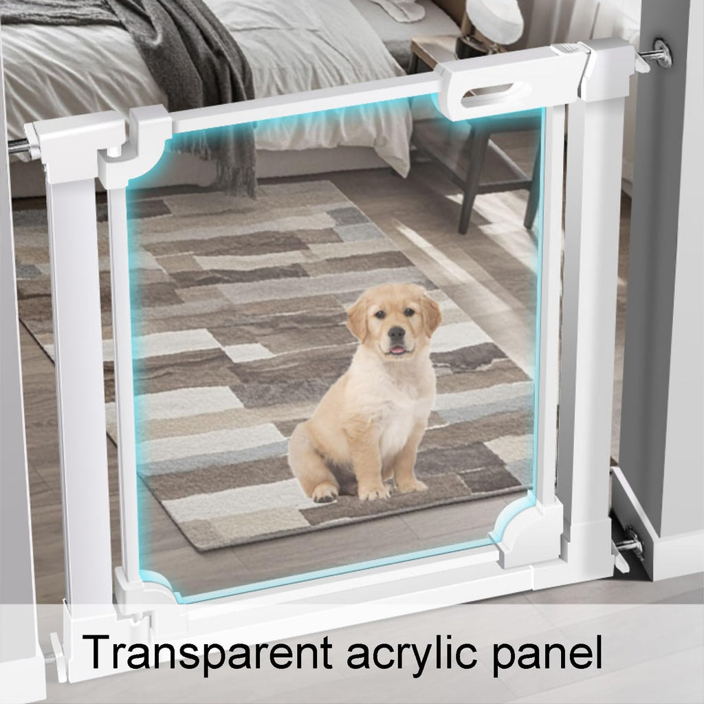 Acrylic Pet Gate - Auto-Close Safety Gate for Stairs & Doorways, Easy Installation with Wall Protectors, Durable, Stylish, Pet-Friendly Barrier