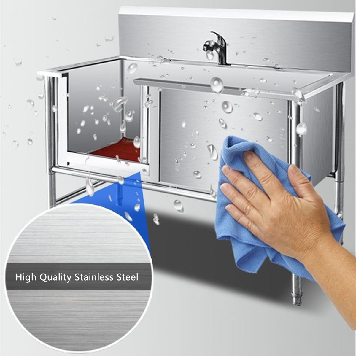 Professional Pet Dog Grooming Tub,Stainless Steel Dog Bathing Station,Washing Sink for Home,Dog Bathtub for Large, Medium & Small Pets,with Faucet,Bathtub for P,Depth 30cm/11.8in-120cm/47.2in