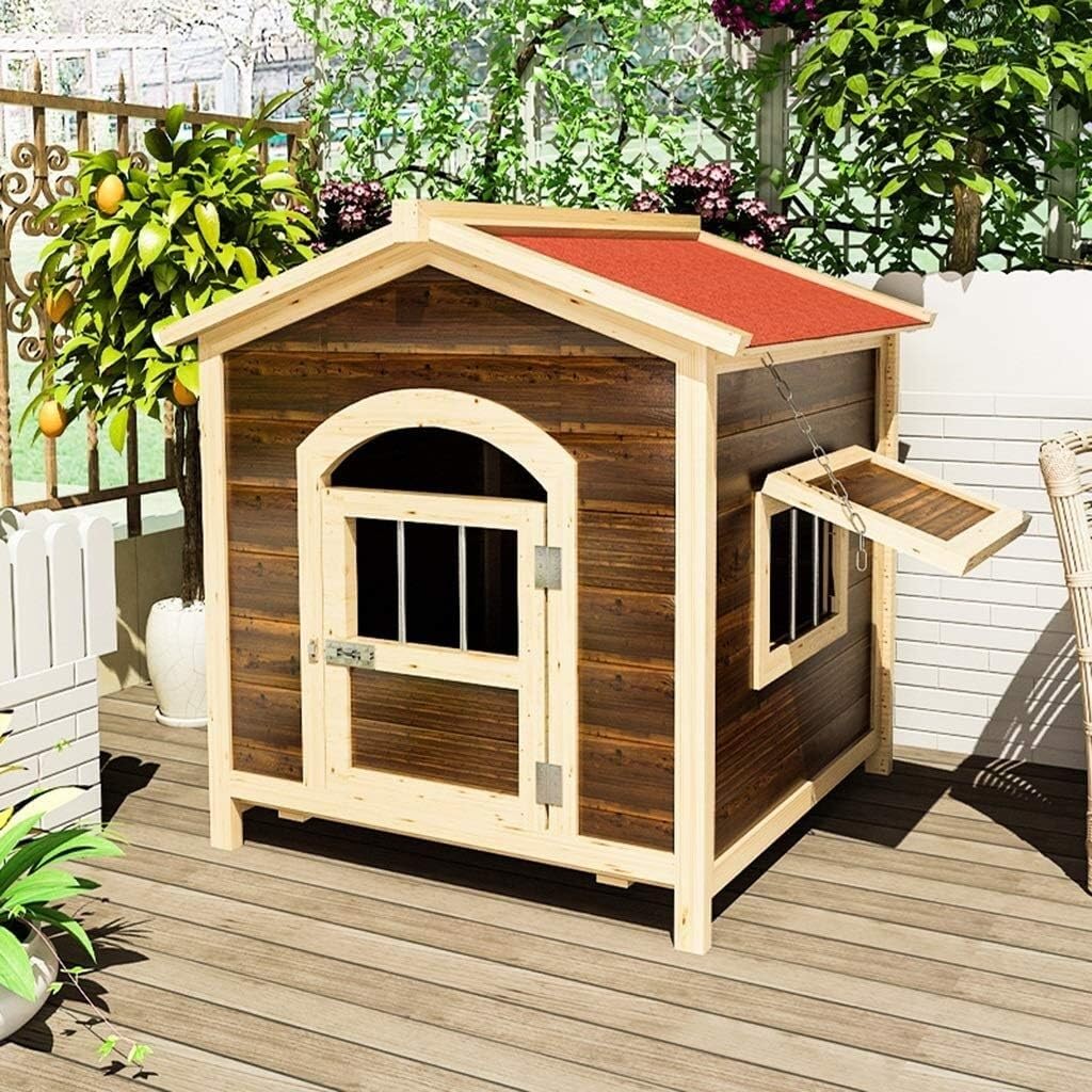Wooden House Outdoor Cartoon Pet Cage Indoor Pet Supplies Small and Medium-Sized Storage Box Gift Pet House(85x78x88cm)