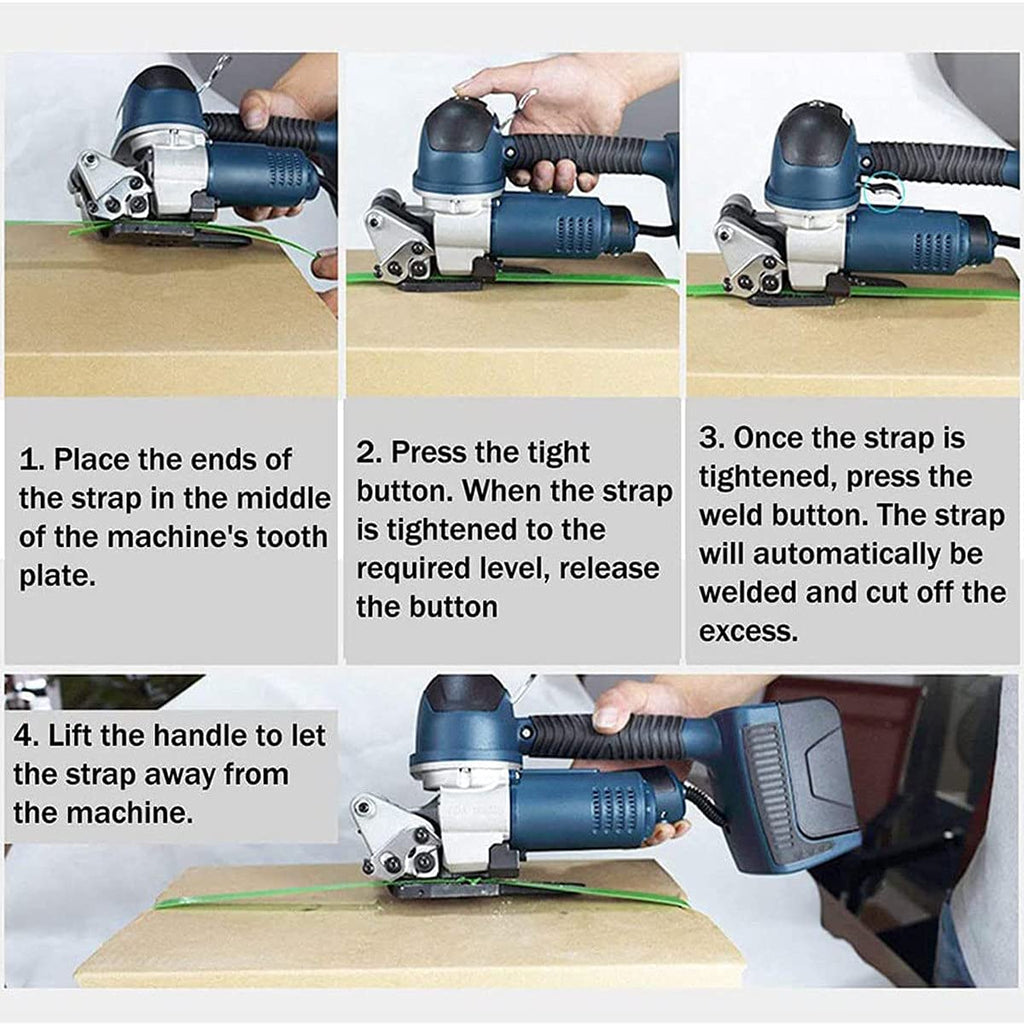 Electric Welding Strapping Machine, 2X4000mAh Rechargeable Battery Powered Welding Strapping Machine for 13-19mm Width PP/PET Strapping Straps(