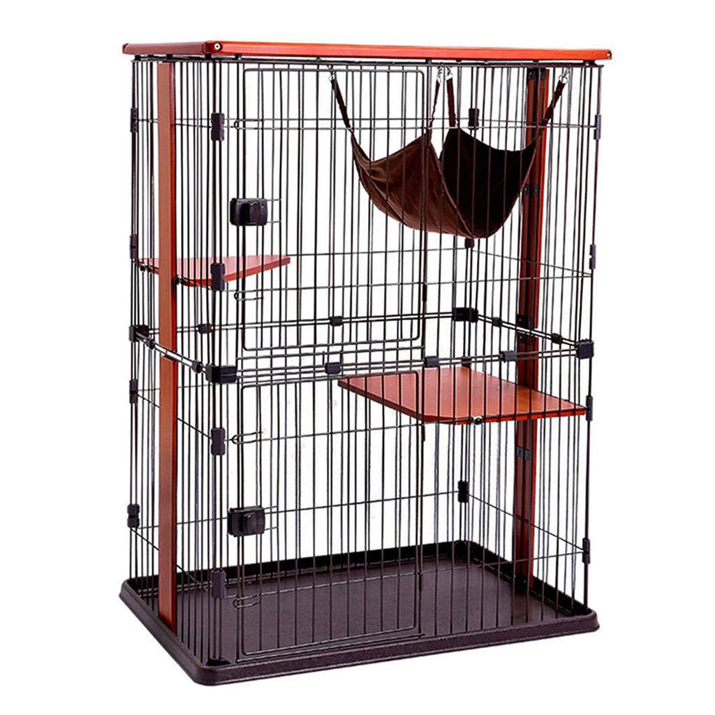 Cat Cage - 3-Tier Cat Condo Indoor Cat Playpen Kitten Ferret Chinchilla Cage for Kitten Guinea Pig Ideal for 1-4 Cat 1x Hammock (28.0 x 22.4 x 34.3 inches (71 x 57 x 87 cm)