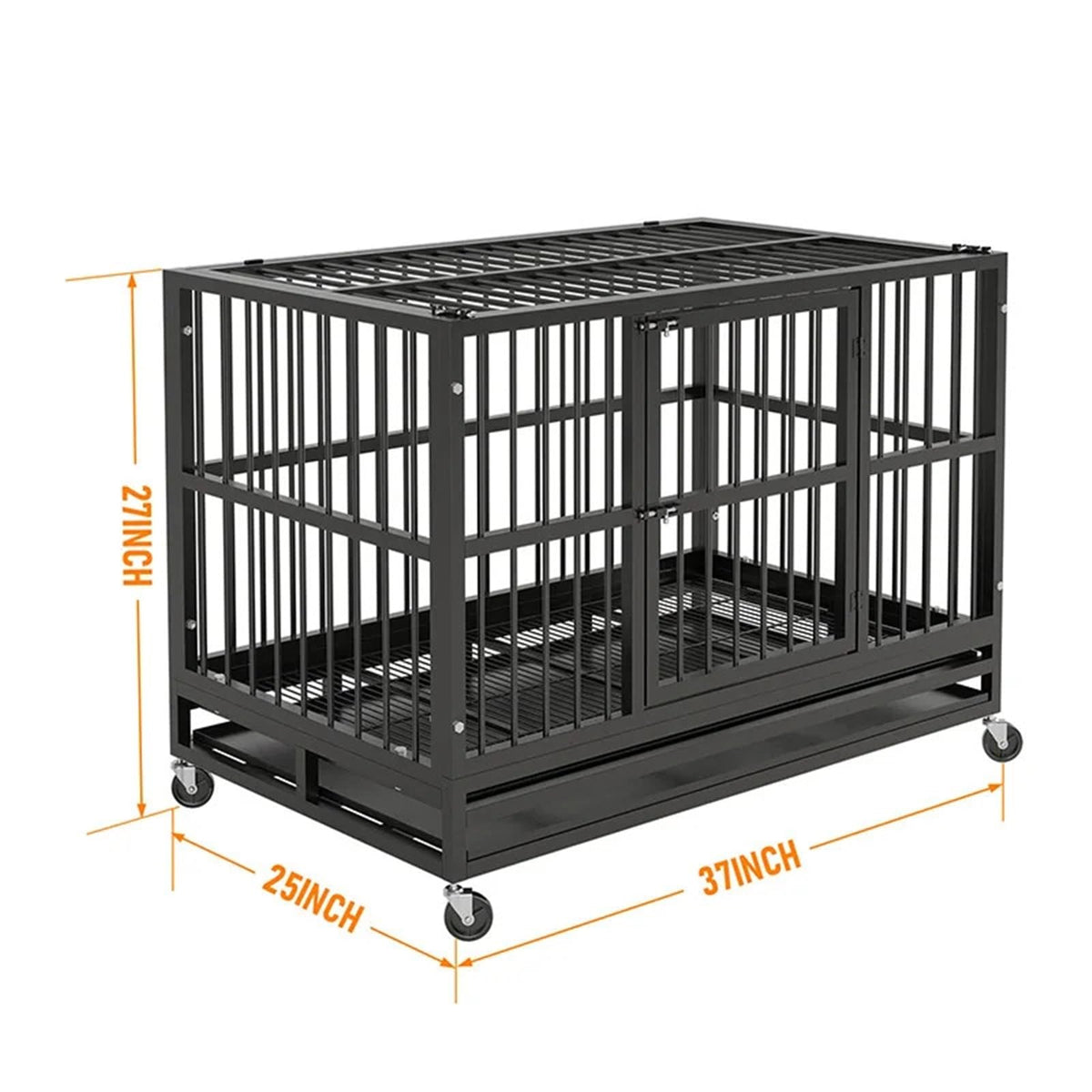 Iron Large Dog Cage Outside Thickened Square Tube Dogs Cage Kennel Outdoors House with Wheels Pet Supplies