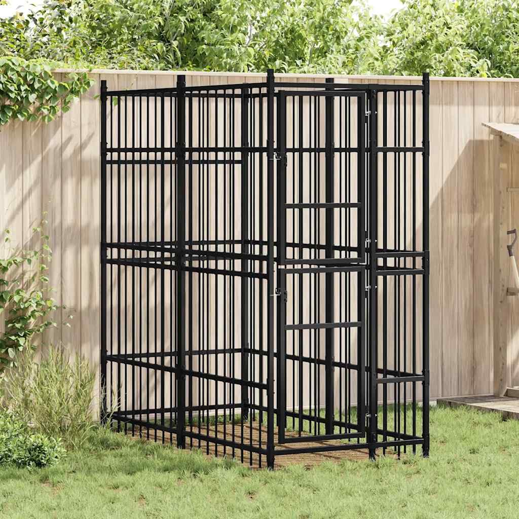 Large Outdoor Dog Kennel, Heavy Duty Powder-Coated Steel Pet Playpen for Big Breeds, Weatherproof Exercise Enclosure for Backyard, 302.4L x 75.6W x 78.7H inches