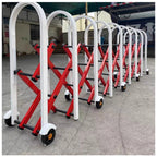 Expandable Mobile Barrier - Retractable Stainless Steel Safety Gate with Wheels - Vehicle Entry Iation Door (Silver 1.5x7m) - Ideal for Secure Access Control