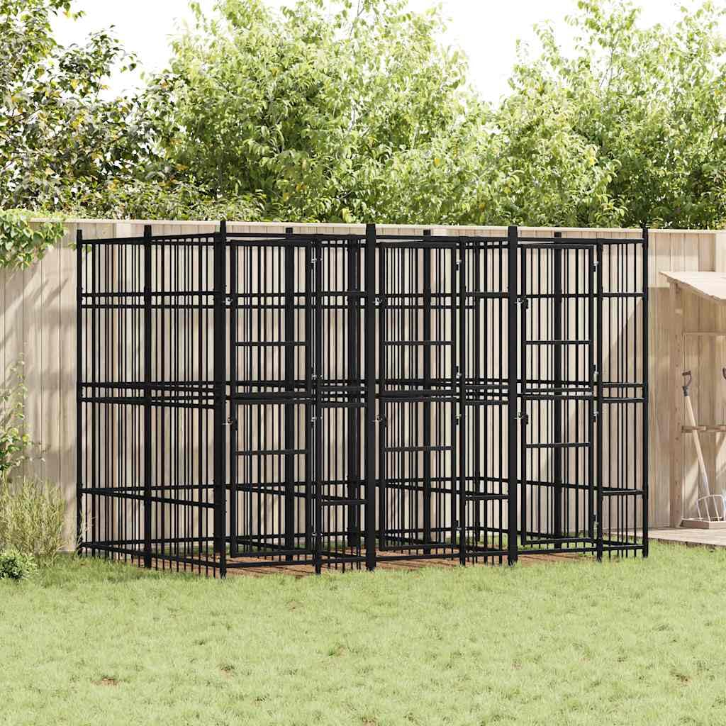 Large Outdoor Dog Kennel, Heavy Duty Powder-Coated Steel Pet Playpen for Backyard, Durable Enclosure for Dogs, Cats and Small Animals, 153.9 x 78.7 x 89.8 Inches