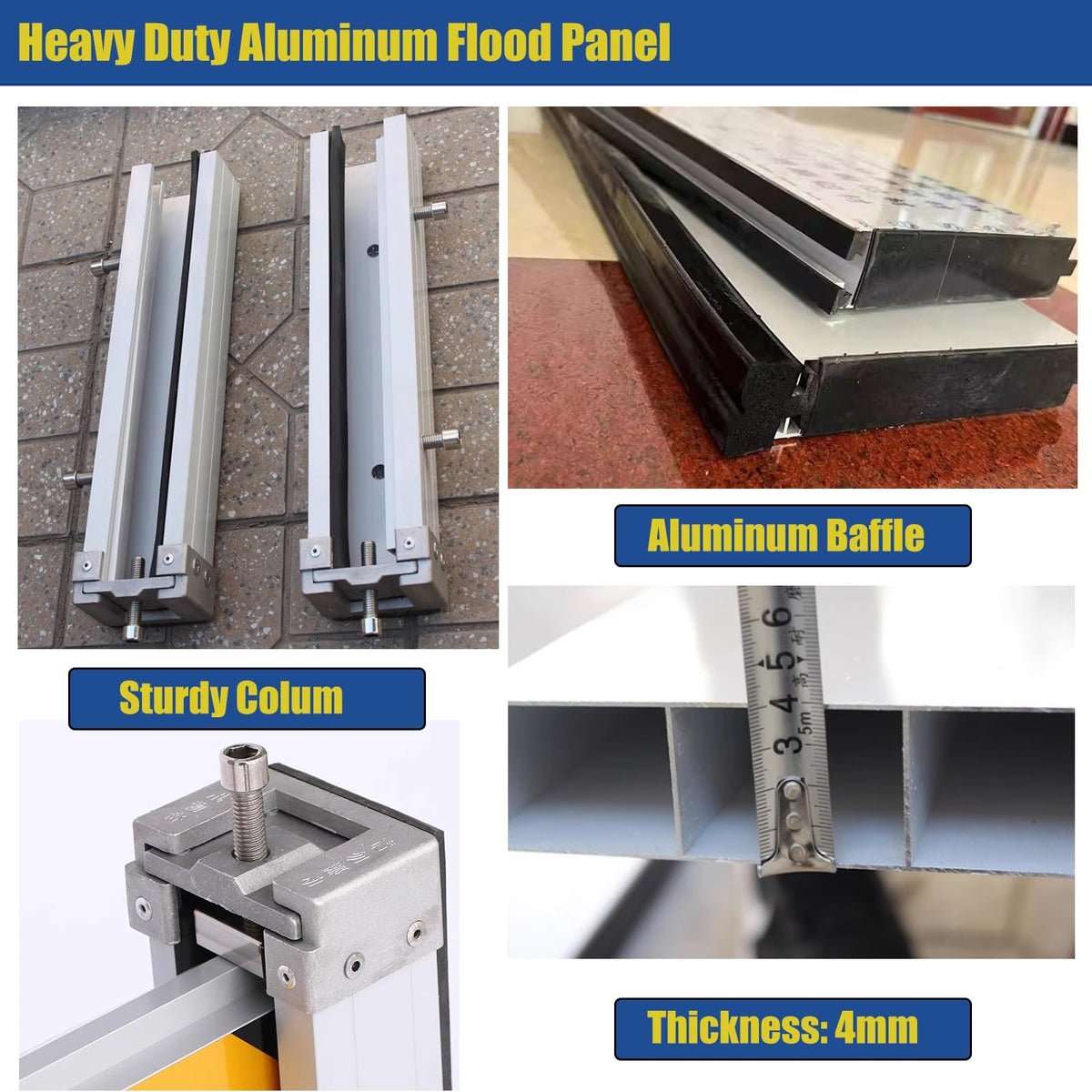 Reusable Aluminum Flood Barriers/Gates for Home Doors, 2 4 6 8 10ft Long Flood Prevention Barrier Water Stopper Shield for Outside/Indoor/Garage Door/Basement/Patio