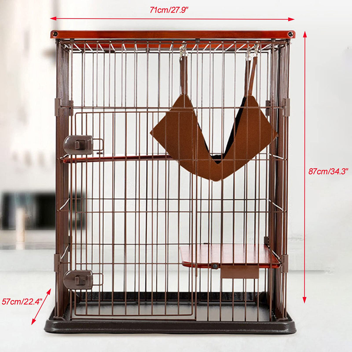 Cat Cage - 3-Tier Cat Condo Indoor Cat Playpen Kitten Ferret Chinchilla Cage for Kitten Guinea Pig Ideal for 1-4 Cat 1x Hammock (28.0 x 22.4 x 34.3 inches (71 x 57 x 87 cm)