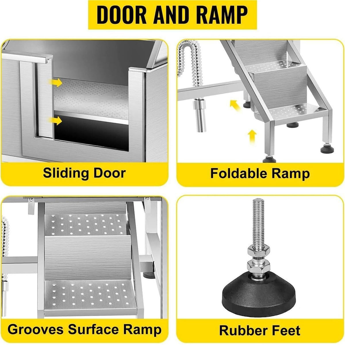 Professional Dog Grooming Bathtub Station,Stainless Steel Dog Washing Station, for Large, Medium & Small Pets(Right Door) (Left Door)