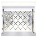 Mobile Folding Safety Gate - 71x138in Stainless Steel Accordion Barrier with Casters for Basements & Garages Portable Child & Pet Safety Gate Flexible Scissor Design