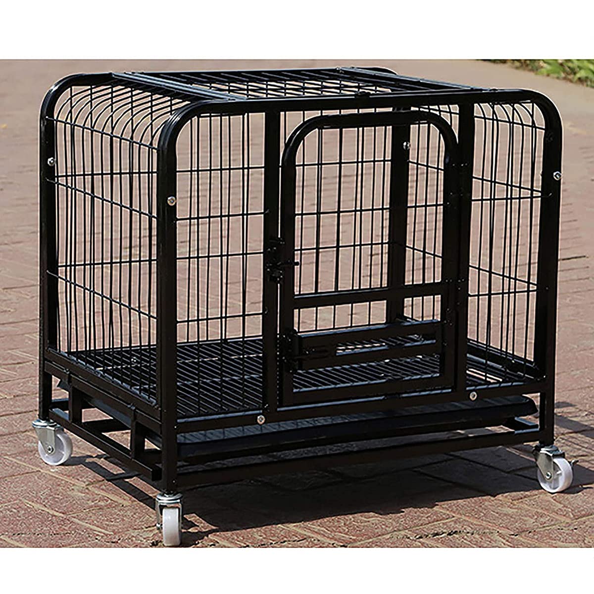 Pet Cage, Dog Cage and Cat Cage with Toilet Fence,Large Pet Cages, Villa Pet Cages,Fenced Kennels,Black,Medium,