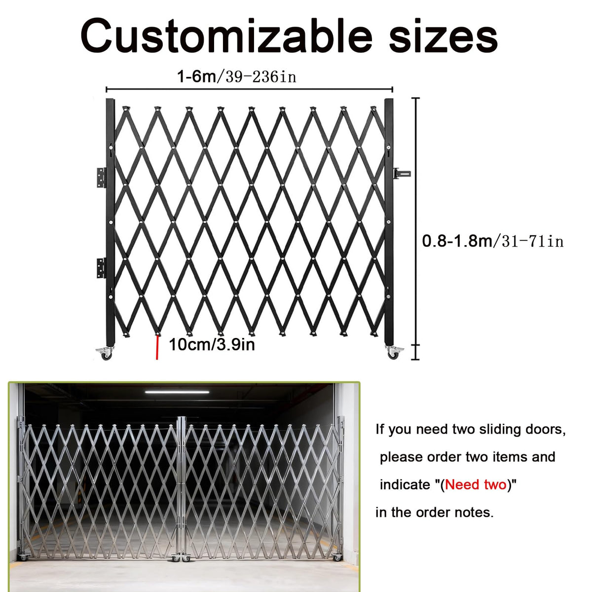 Portable Stainless Steel Safe Gate, 1.5 x 4m Folding Door with Wheels, and Versatile for Basements and Gas, Easy to Use.