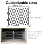 Mobile Folding Safety Gate - 71x138in Stainless Steel Accordion Barrier with Casters for Basements & Garages Portable Child & Pet Safety Gate Flexible Scissor Design