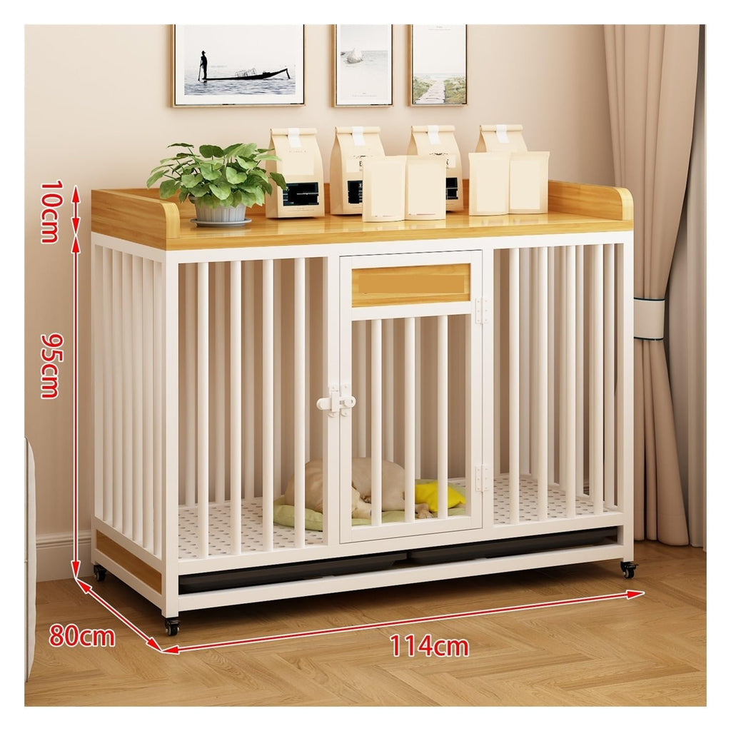 Dog Kennel Large White/Black Steel Square Tube Base Dog Crate Pet Indoor Small & Medium Top with Storage Home Kennel for Home Use(White)