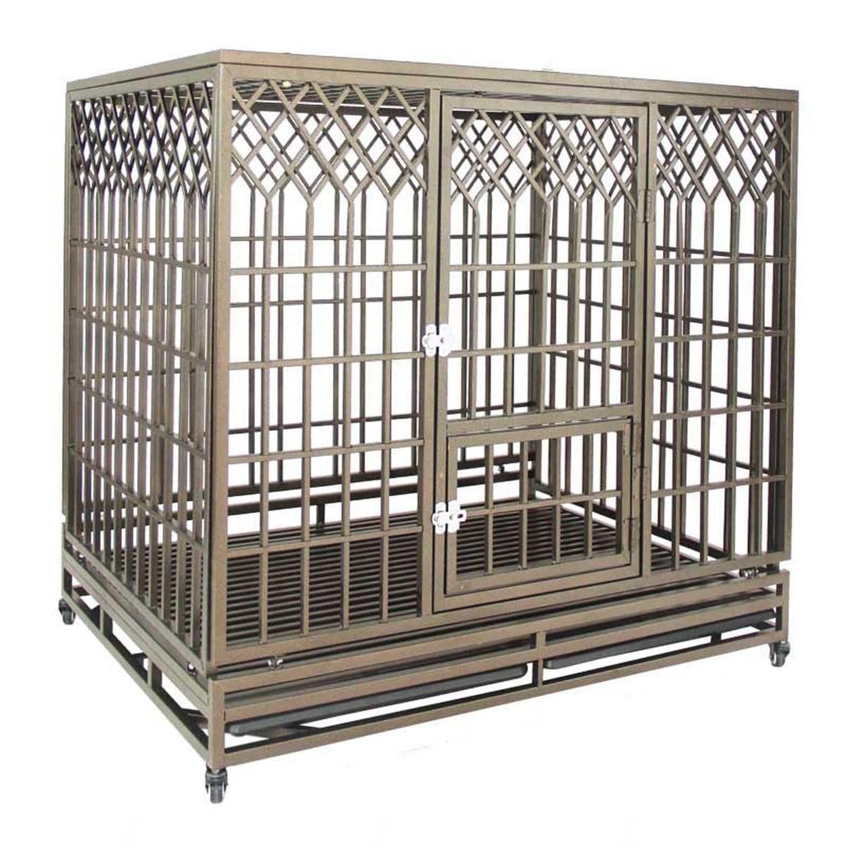 VIDECOR Heavy-Duty Dog Crate, Dog Cage, for Medium and Large Dogs, Small Door with Skylight, Easy Cleaning, Pet Cage,125 * 93 * 115cm