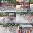 Portable Retractable Traffic Barrier with Wheels - 1.3x7m Expandable Safety Gate for Crowd Control, Event Management, and Secure Area Protection - Flexible Mobile Barrier System