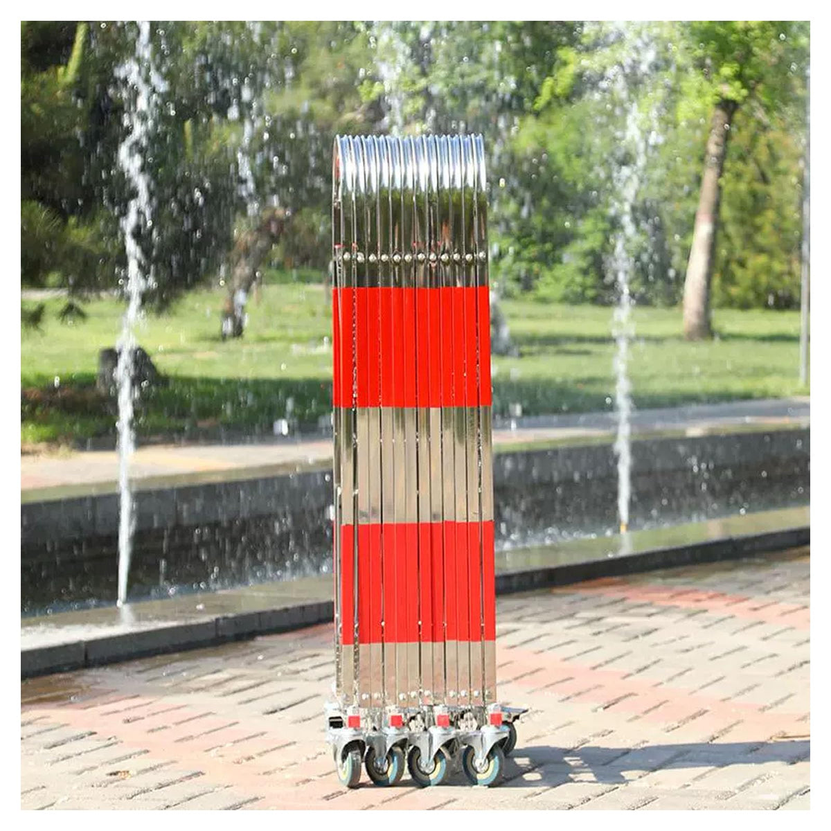 Portable Folding Traffic Barrier 33ft Expandable Water-Filled Safety Fence Red Plastic Road Safety Barricade for Road Protection, Red-1.1 * 9 Meters