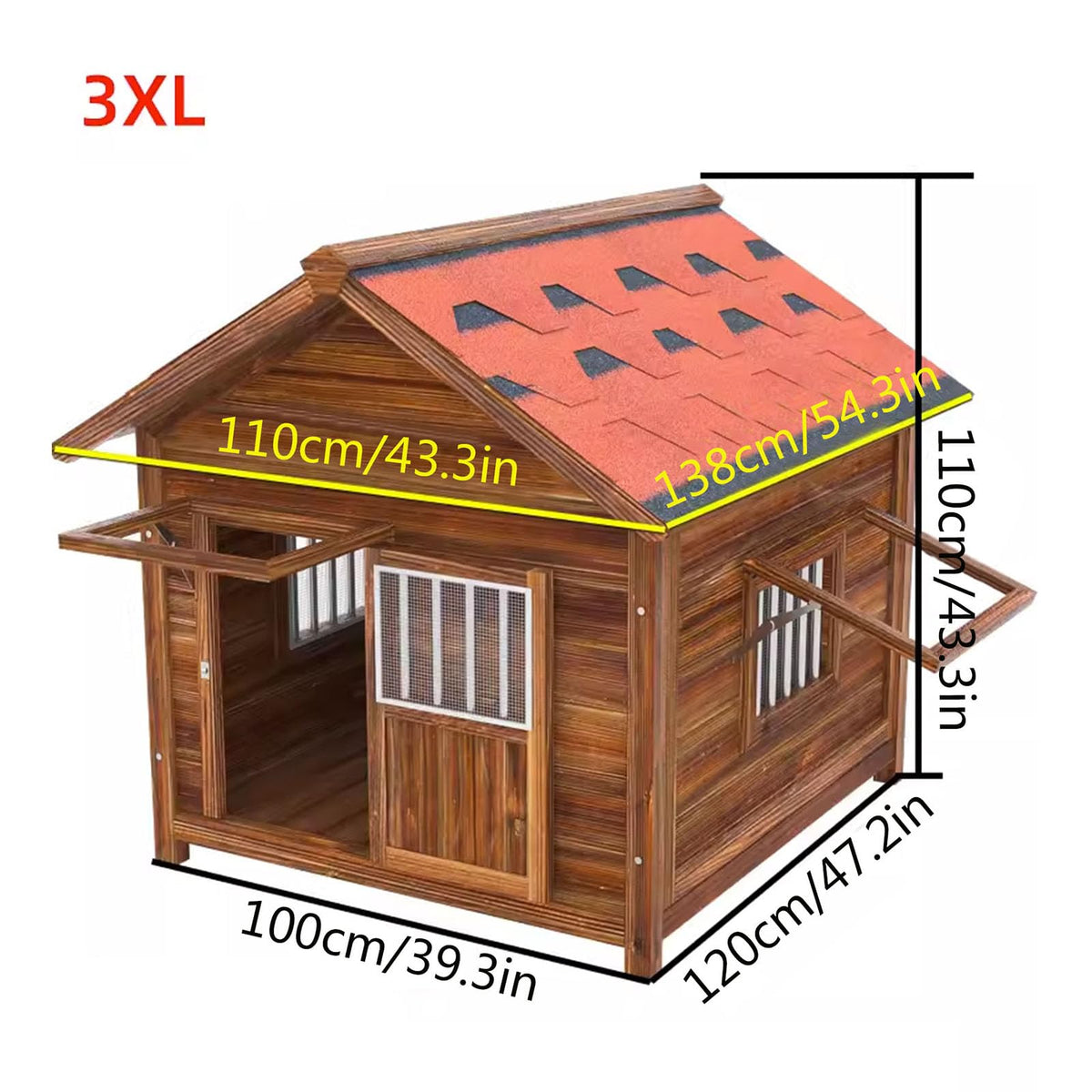 Dog Kennel, Wooden Luxury Dog House, Extra Strong Dog Cage, for Playing and Resting, for Small Medium Large Dogs Indoor Outdoor,A-XXXL