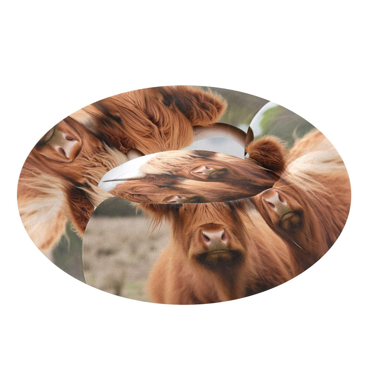 Donut Dog Bed for Small Dogs & Cats - Highland Cows Calming Anti-Anxiety Pet Bed with Non-Slip Base, Removable & Machine Washable, 15"