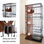 Cat Cage - 3-Tier Cat Condo Indoor Cat Playpen Kitten Ferret Chinchilla Cage for Kitten Guinea Pig Ideal for 1-4 Cat 1x Hammock (28.0 x 22.4 x 34.3 inches (71 x 57 x 87 cm)