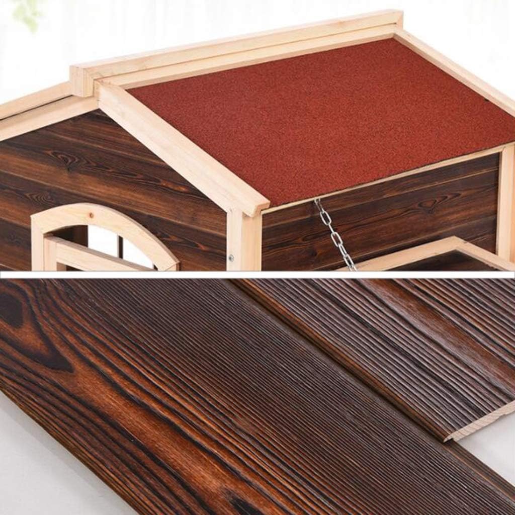 Ventilated Wooden House Outdoor Cartoon Pet Cage Indoor Pet Supplies Small and Medium-Sized Storage Box Gift Pet House,Natural-85x78x88cm