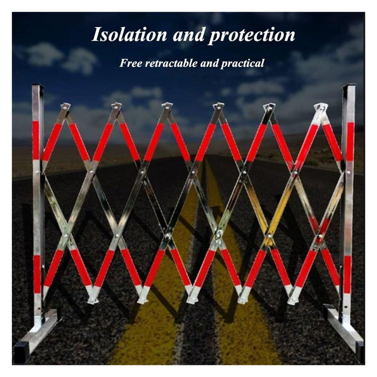 Teles Expandable Metal Barricade, Portable Traffic Control Barrier, Roadblock & Construction Fencing, 1.5 x 2 m Safety Solution for Events & Security