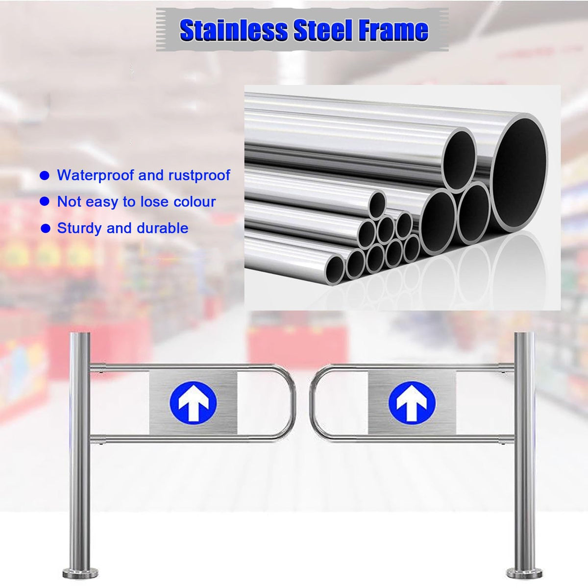 Stainless Steel Automatic Swing Gate, One Way Pedestrian Gate with Spring Loaded Safety Function, Ideal for High Traffic Areas, Enhanced Safety, Durable Design, Easy