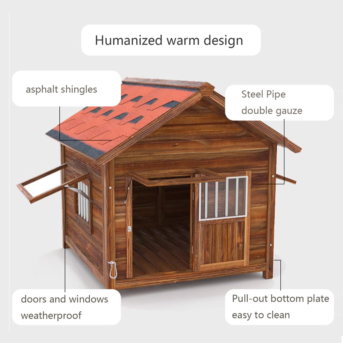 Dog Kennel, Wooden Luxury Dog House, Extra Strong Dog Cage, for Playing and Resting, for Small Medium Large Dogs Indoor Outdoor,A-XXXL
