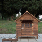 Dog House,Wooden Outdoor with Door Window Pet Log Cabin Kennel,Weather Resistant Waterproof with Door Flap Home Pet Furniture,for Small Medium Large Animals (Size : Small) ()