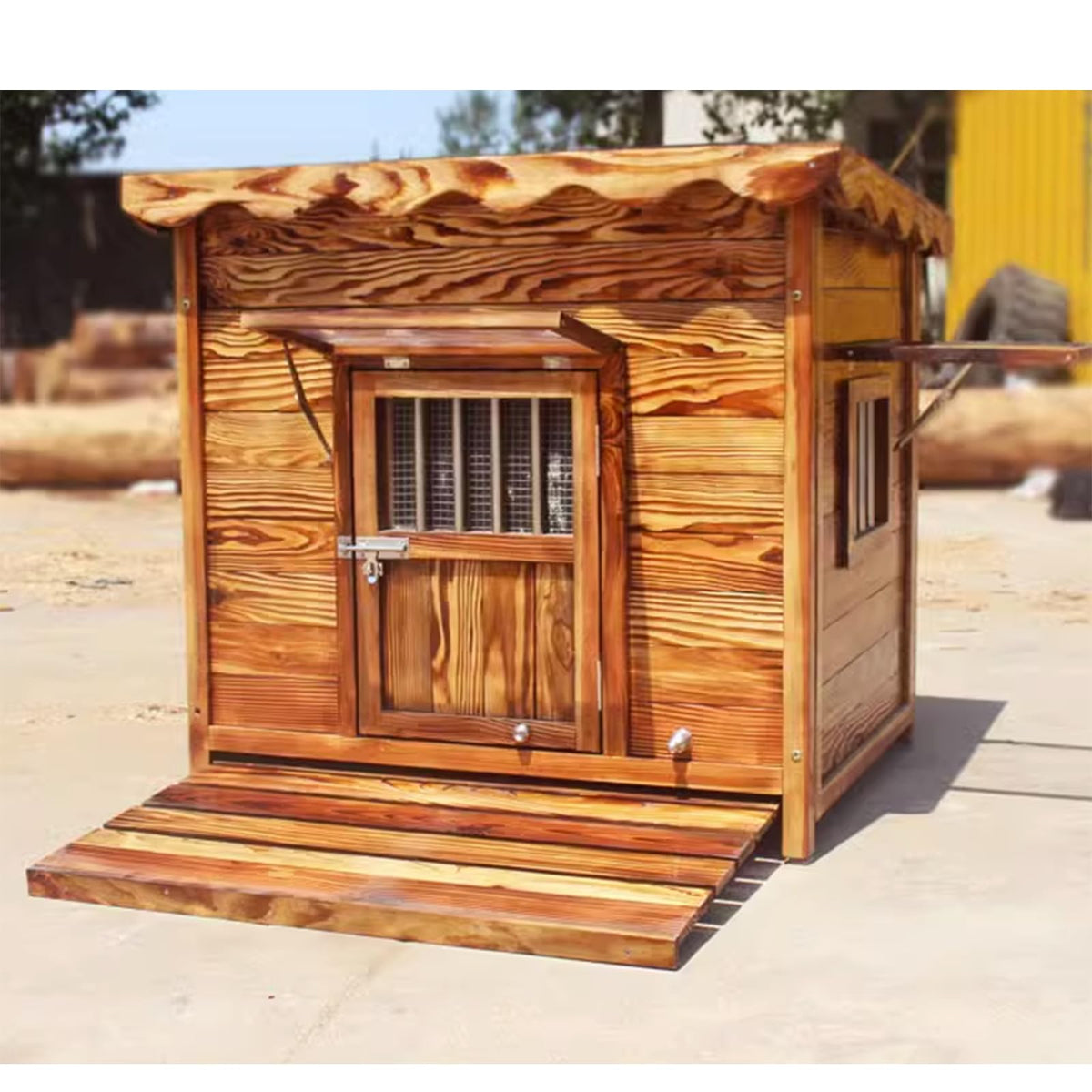 with Roof Wooden Dog Kennel, Extra Strong Dog Cage, Log Cabin Dog House, Pet Luxury Dog House, for Small, Medium, Large Dogs Indoor Outdoor,A-XXXL