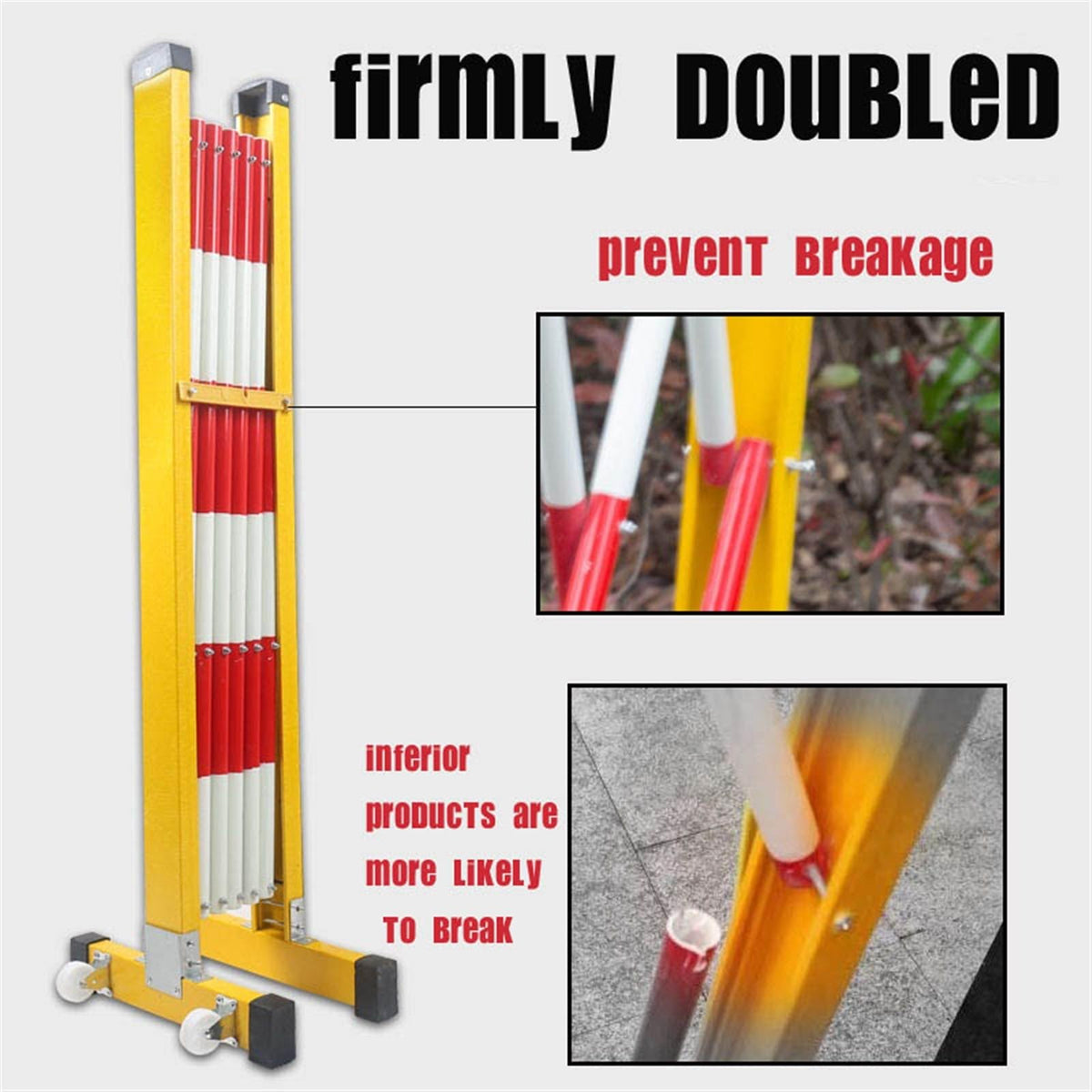 Barriers, Industrial Expandable Metal Barricade with Casters Adjustable Traffic Fence/Safety Fence Pet Fence Door Adjustable Suitable for Outdoor Road Garage,H120CM+L250cm/8.2ft