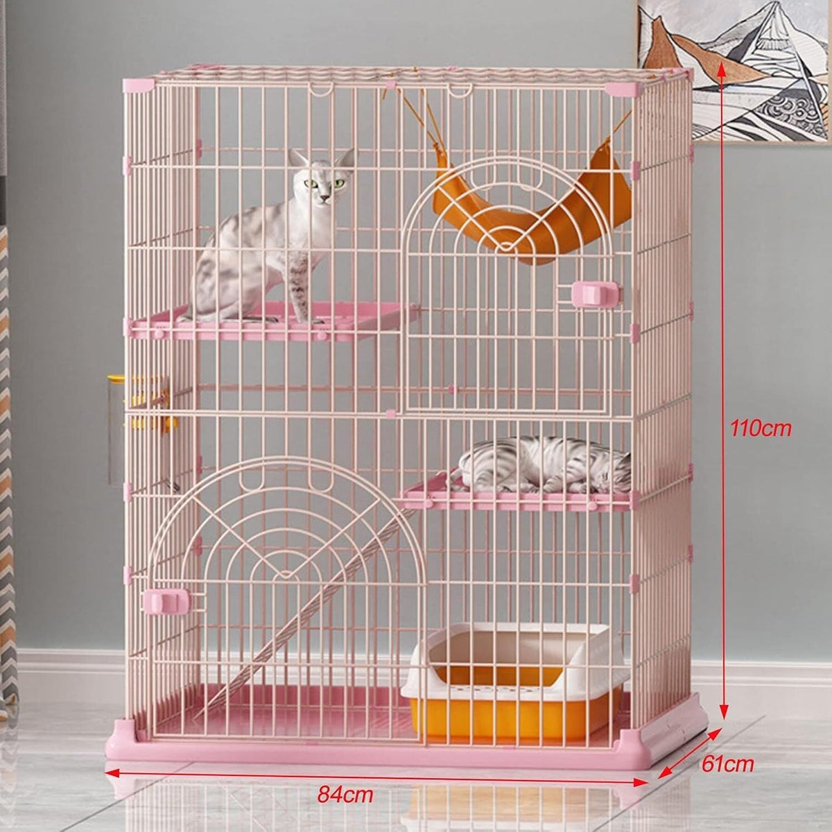 Ventilated Outdoor Pet Cage Playpen Extra Large Free Space Pet Cabin Indoor Pet House Pet Supplies,Pink-84 * 61 * 110cm