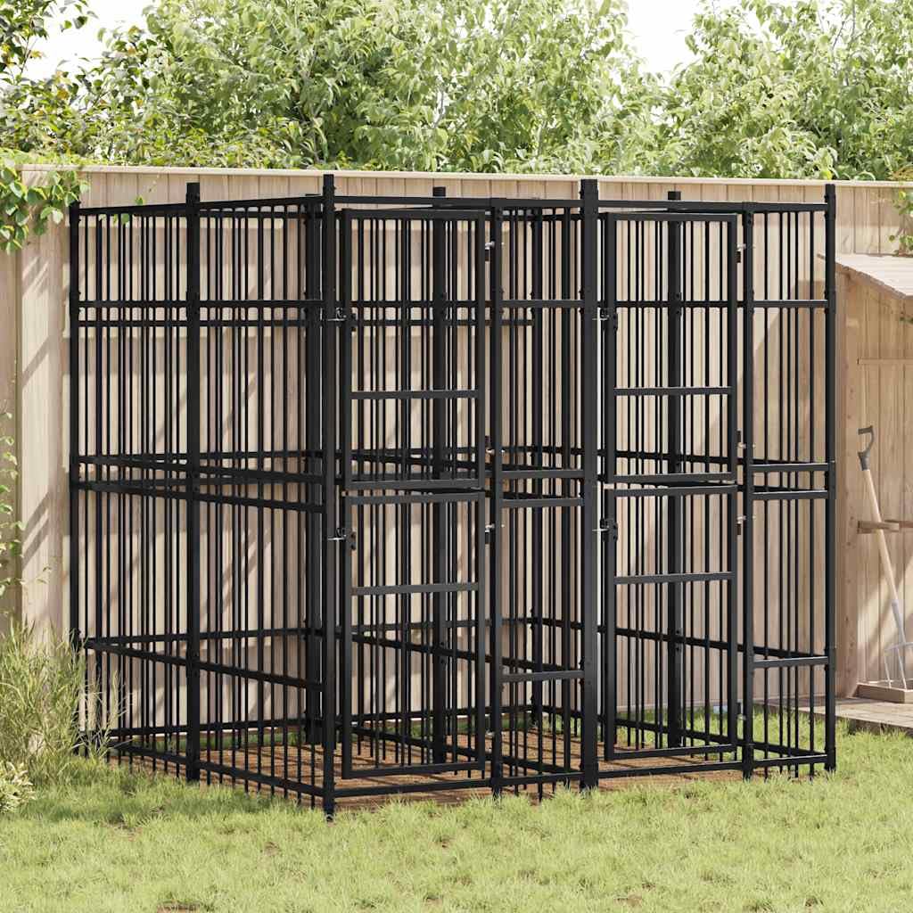 Large Outdoor Dog Kennel, Heavy Duty Powder-Coated Steel Pet Exercise Playpen for Backyard, Weatherproof Metal Dog Run with Secure Locking Gate, 302.4 x 75.6 x 78.7 Inches