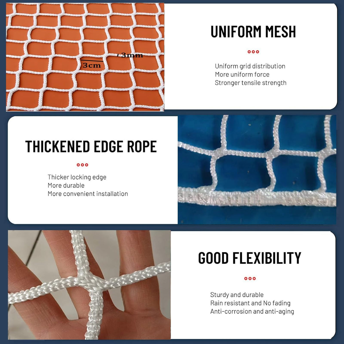 Outdoor Climbing Safety Net 3cm Mesh Rope for Stair Railings & Terrace Fences Weatherproof Child & Pet Secure Guard (7x9m) Perfect for Safe Play Areas