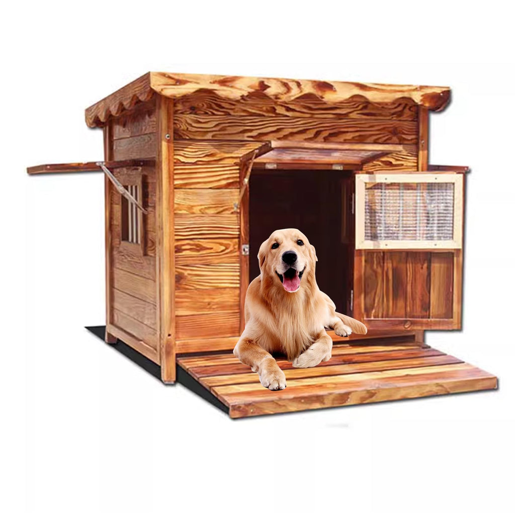 with Roof Wooden Wooden Dog Kennel, for Small, Medium, Large Dogs Indoor Outdoor, Dog Kennel for Playing and Resting, Ventilate & Easy Clean,A-XXXL