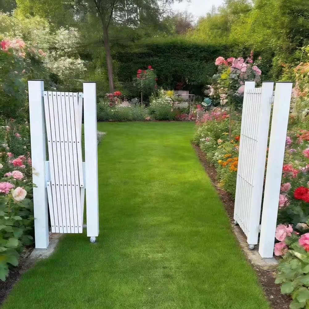 Expandable Security Gate - Heavy Duty 360° Rolling Barricade, Flexible Galvanized Steel Folding Garden Door with Handle, Ground Fixed, H: 1.5m x L: 4m - Ideal for Security Barriers