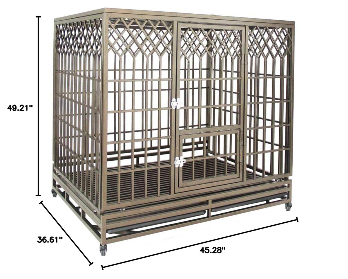 VIDECOR Heavy-Duty Dog Crate, Dog Cage, for Medium and Large Dogs, Small Door with Skylight, Easy Cleaning, Pet Cage,125 * 93 * 115cm
