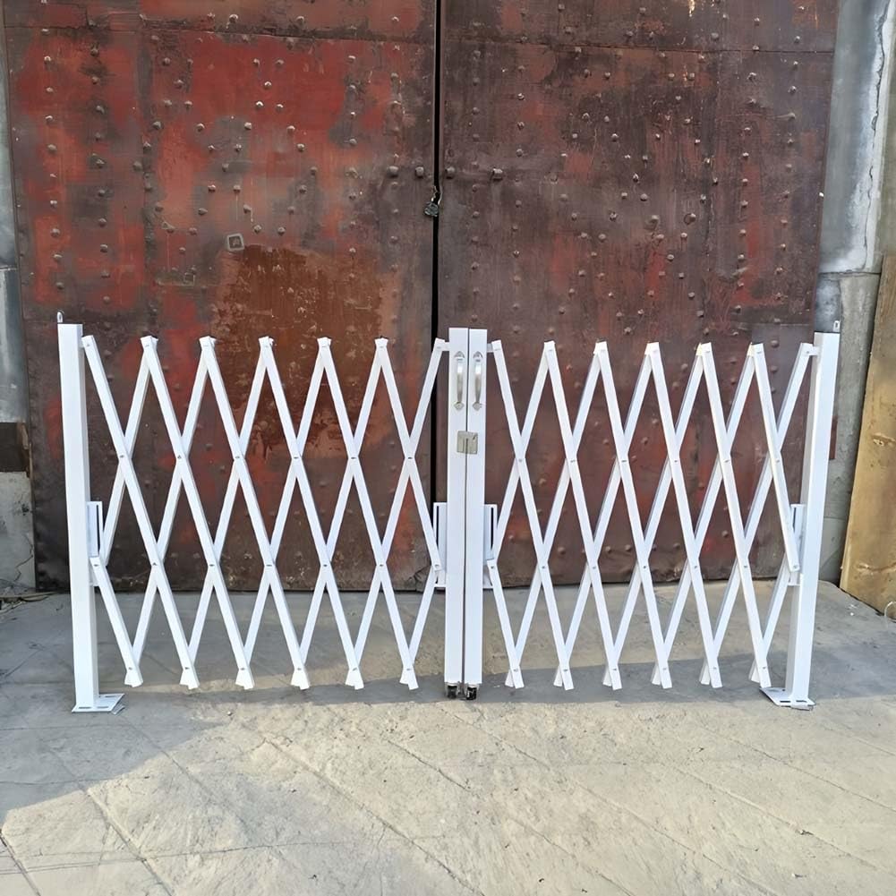 Expandable Security Gate - Heavy Duty 360° Rolling Barricade, Flexible Galvanized Steel Folding Garden Door with Handle, Ground Fixed, H: 1.5m x L: 4m - Ideal for Security Barriers